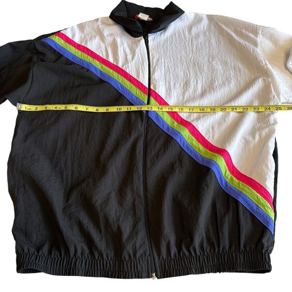 Vintage USA Sport Club Tracksuit XL Black White New Swishy 80s 90s Windbreaker - Picture 9 of 11
